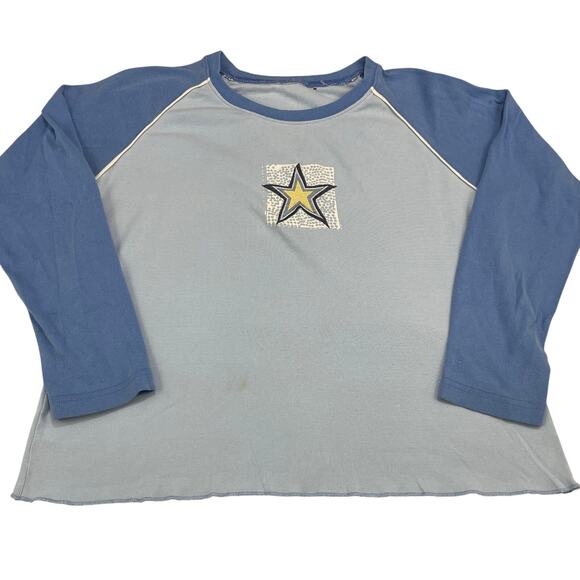 VTG Y2K Baby Blue Raglan 3/4 Sleeve T-Shirt, Size M - Picture 1 of 7